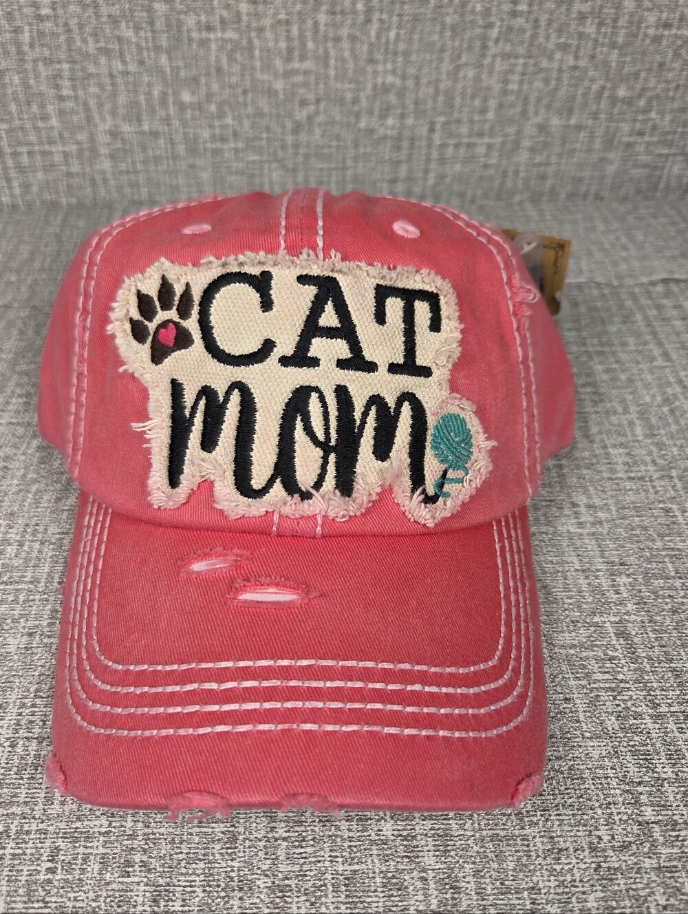 NWT Cat Mom Hat Kbethos Vintage Distressed Pink Baseball Cap Hat